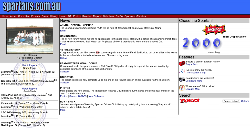 Spartan Website (April 2003)